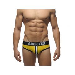 ADDICTED Double Piping Bottomless Brief - Yellow